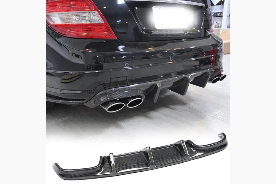 Mercedes C-class W204 2007–2015 Diffuser til bagkofanger V2 (til AMG SD 2008-2011, kulfiber) Image