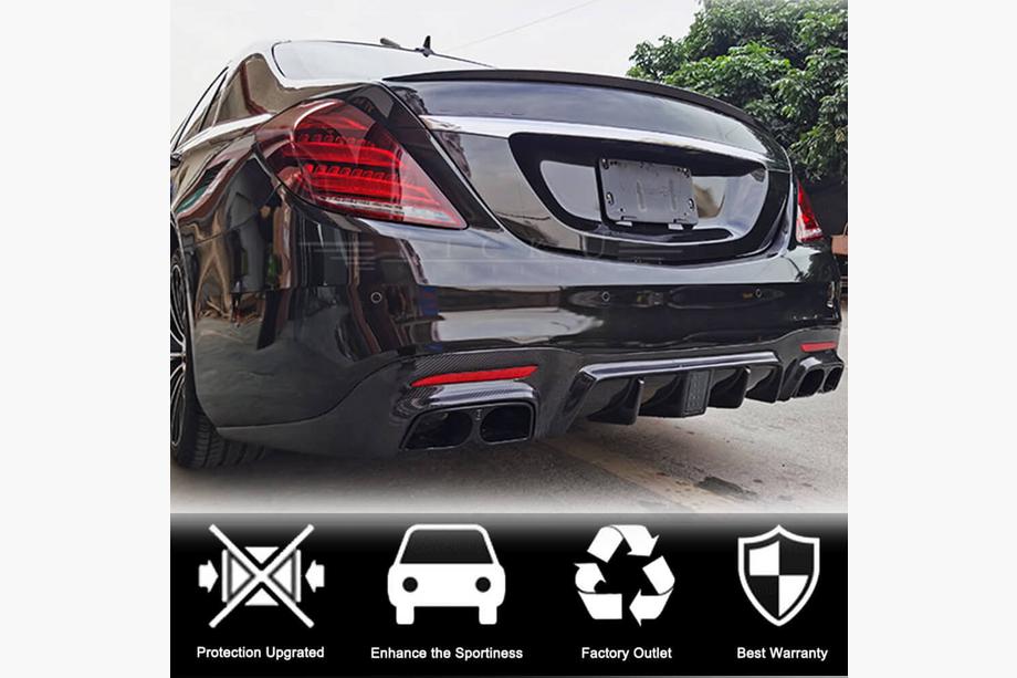Mercedes S-klasse W222 2013–2022 Bagkofangerdiffuser med udstødningstips (til S63/S65 AMG 2018-2021, carbon) Foto 2