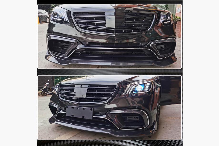 Mercedes S-klasse W222 2013–2022 Front bumperlip (til S63/S65 AMG 2018-2022, carbon) Foto 4