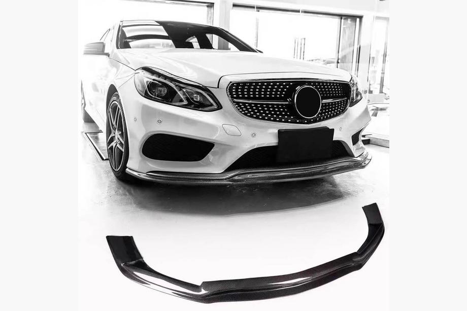 Mercedes E-class W212 2009–2016 Frontbumper-lipspoiler påsætning Lip V1 (til AMG-Line 2013-2016, carbon) Image