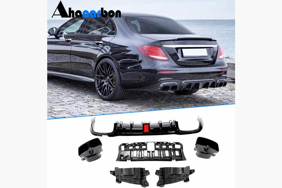 Mercedes E-klasse W213 2016–2023 Bagkofangerdiffuser med udstødningstyller V1 (til AMG/AMG-Line 2016-2019, carbon) Image