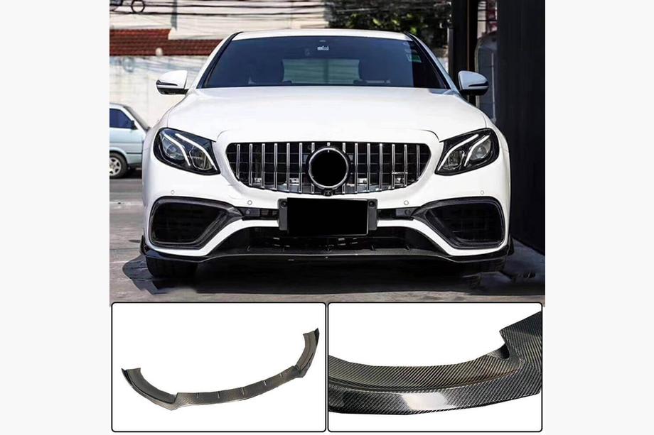 Mercedes E-klasse W213 2016–2023 Frontkofanger-læbe Lip V1 (til E63 AMG 2016-2019, carbon) Image