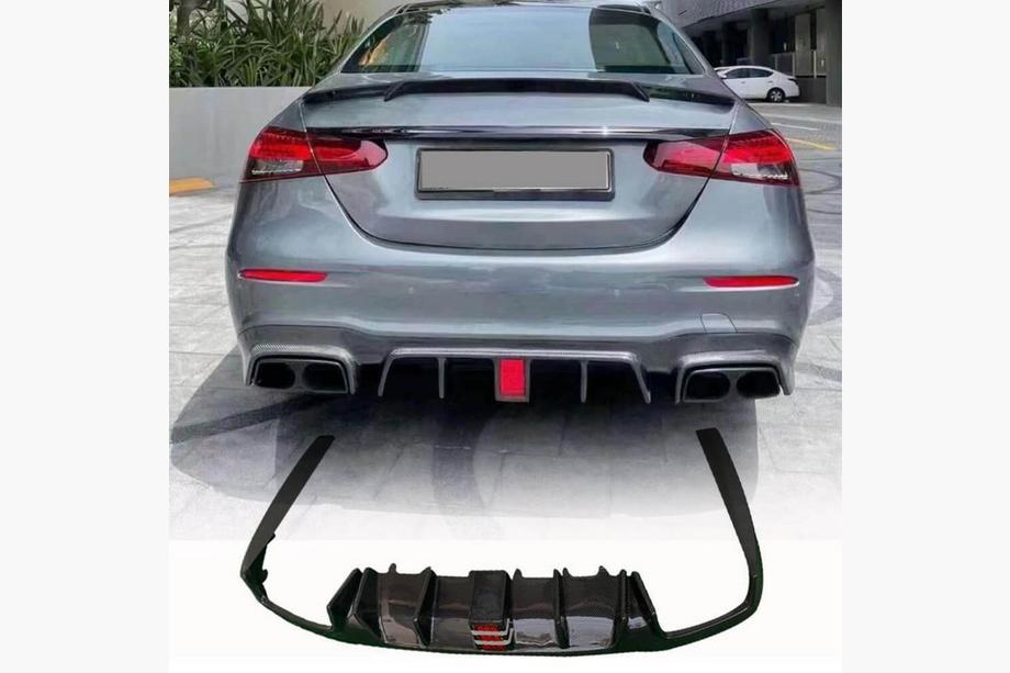 Mercedes E-klasse W213 2016–2023 Bageste kofangerdiffuser bag (til E63 AMG 2020-2023, carbon) Foto 6