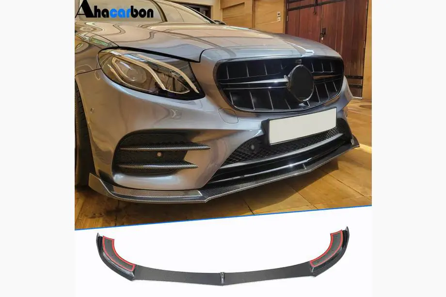 Mercedes E-klasse W213 2016–2023 Front læbe til kofanger Lip V1 (til AMG-Line / E43 AMG 2016-2019, carbon) Image
