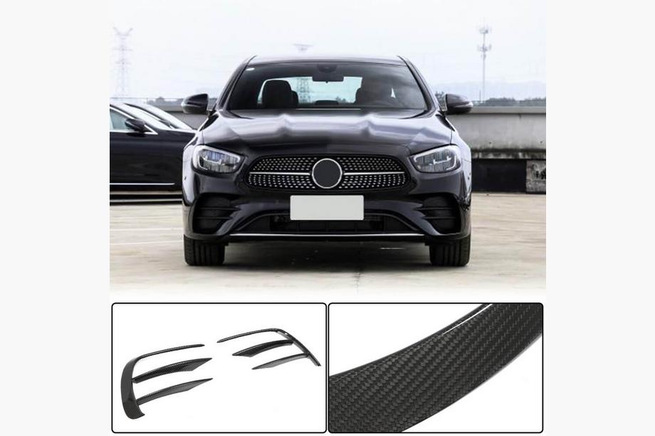Mercedes E-klasse W213 2016–2023 Front bumper lip spoiler (til AMG-Line 2020+, tør carbon) Foto 8