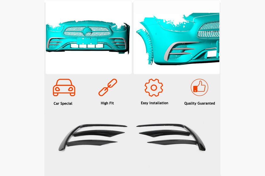 Mercedes E-klasse W213 2016–2023 Front bumper lip spoiler (til AMG-Line 2020+, tør carbon) Foto 15