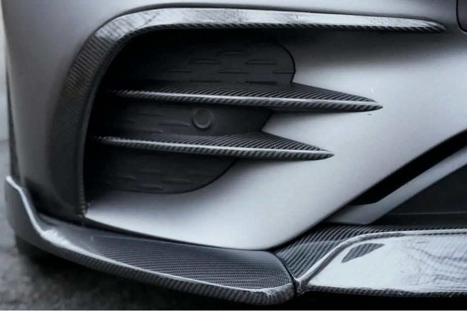 Mercedes E-klasse W213 2016–2023 Front bumper lip spoiler (til AMG-Line 2020+, tør carbon) Foto 2