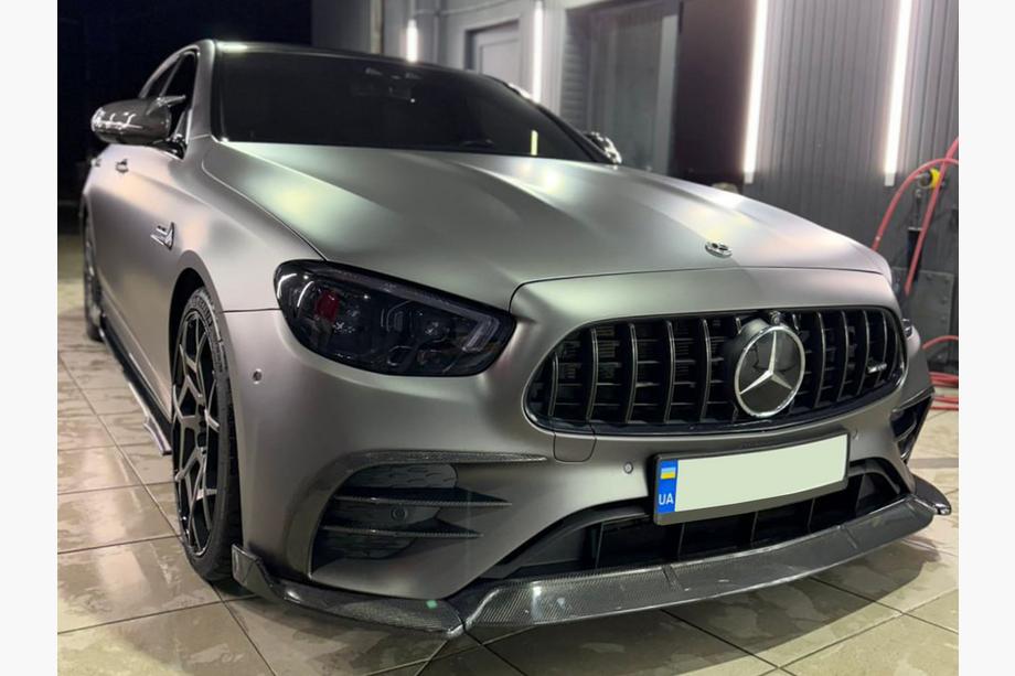 Mercedes E-klasse W213 2016–2023 Front bumper lip spoiler (til AMG-Line 2020+, tør carbon) Foto 7