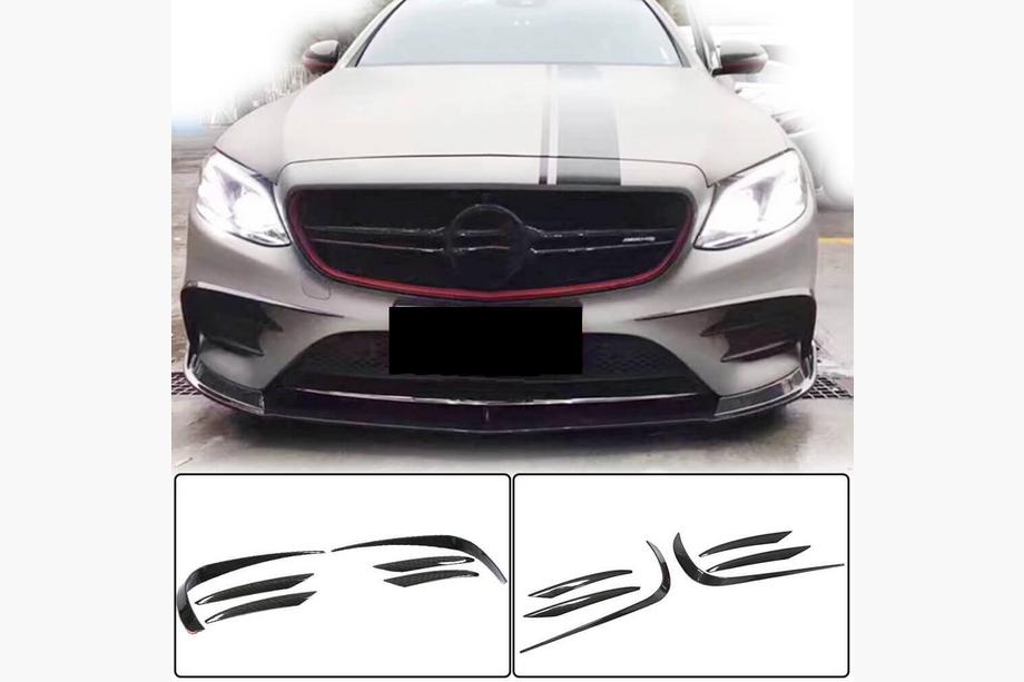 Mercedes E-klasse W213 2016–2023 Frontkofanger-tilbehør V1 (til E43 AMG 2016-2019, carbon) Image