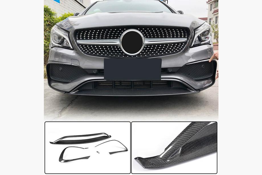 Mercedes CLA C117 2013–2019 Kulfiber frontkofanger-lip (til AMG-Line SD 2017-2019, carbon) Image