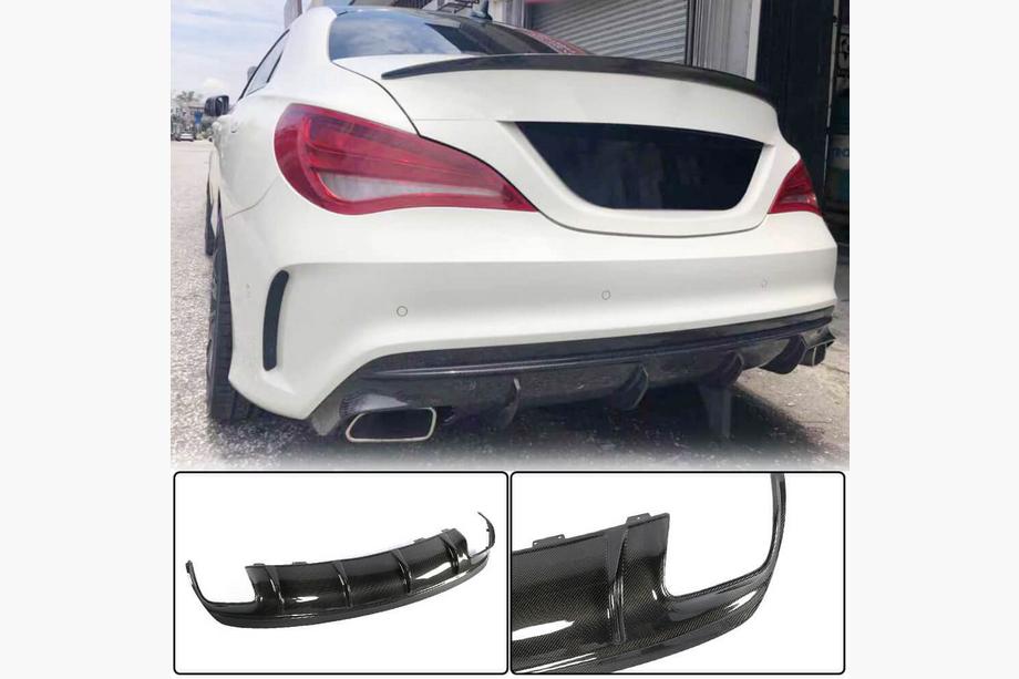 Mercedes CLA C117 2013–2019 Diffuser til bagkofanger (til AMG-Line / CLA45 AMG 2017-2019, kulfiber) Image