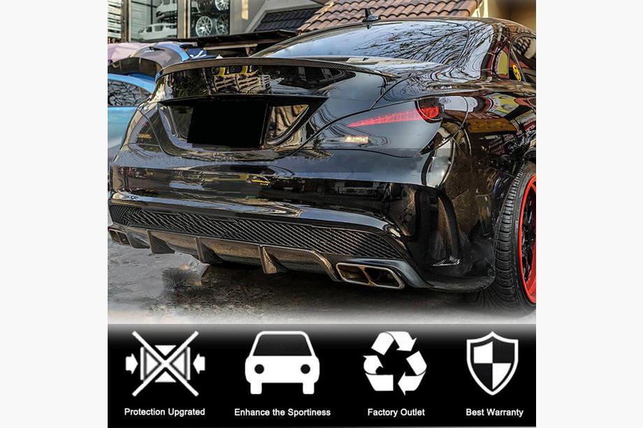 Mercedes CLA C117 2013–2019 Bagkofangerdiffuser V2 (til AMG-Line / CLA45 AMG 2013-2016, carbon) Foto 4