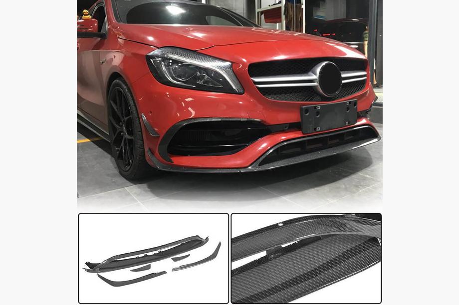 Mercedes A-Klasse W176 2012–2018 Frontspoiler læbe til forreste kofanger (til AMG-Line / A45 AMG HB 2016-2018, carbon) Image