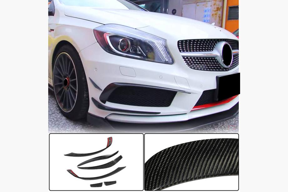 Mercedes A-Klasse W176 2012–2018 Frontkofanger-tilføjelser (til AMG-Line / A45 AMG HB 2013-2015, Carbon) Foto 1