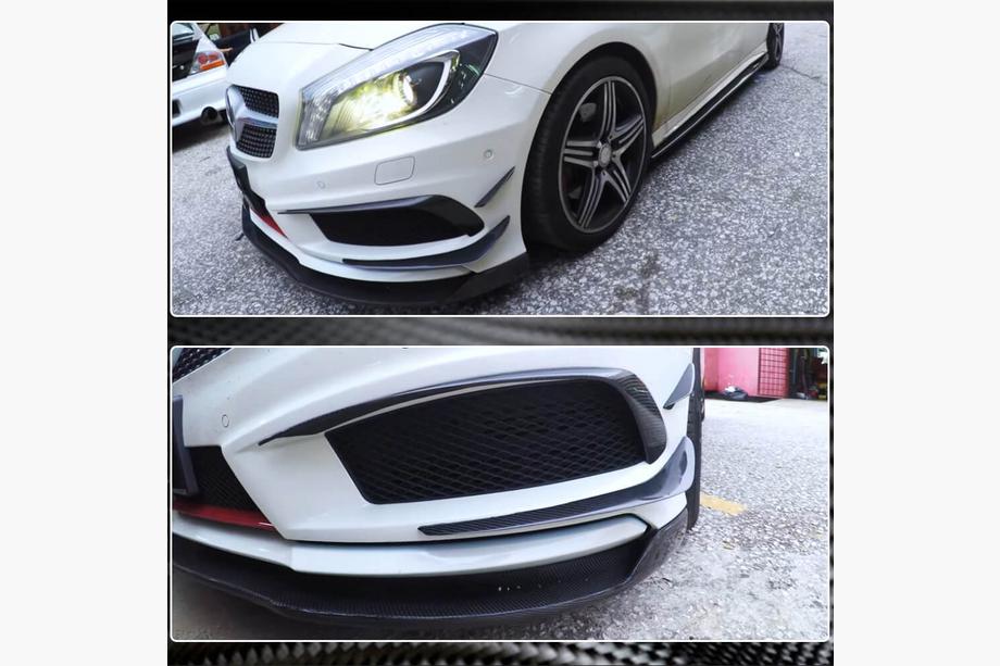 Mercedes A-Klasse W176 2012–2018 Frontkofanger-tilføjelser (til AMG-Line / A45 AMG HB 2013-2015, Carbon) Foto 4