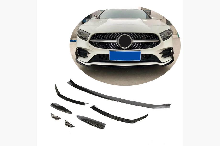 Mercedes A-klasse W177 2018– Frontlip til forreste kofanger Lip V1 (til AMG-Line SD 2018-2021, kulfiber) Image