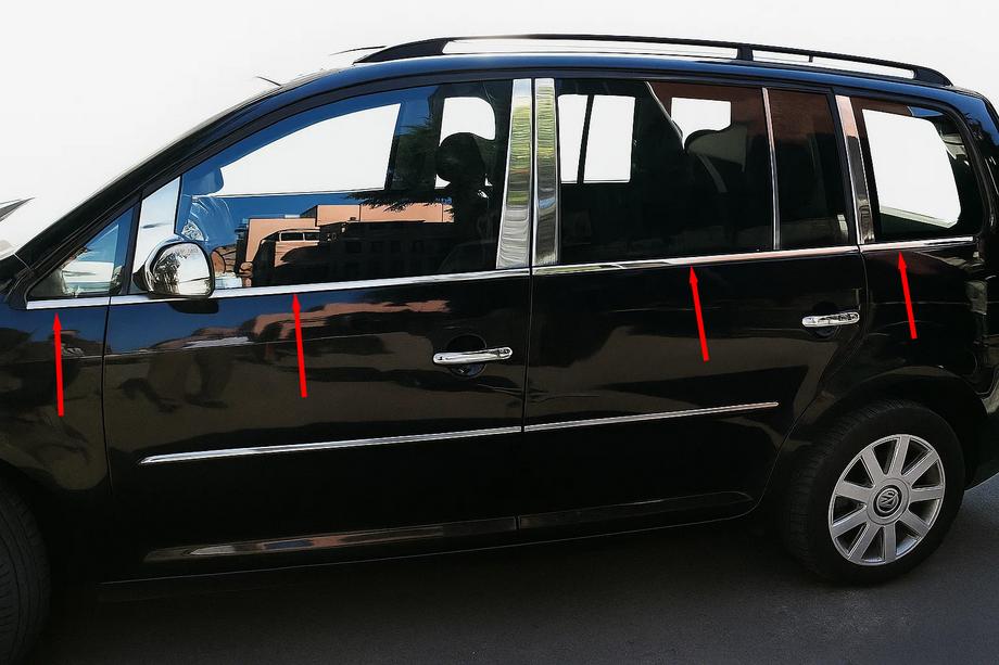 Volkswagen Touran 2003–2010 Udvendige vindueslister (8 stk., rustfrit stål) Carmos - Tyrkisk stål Image