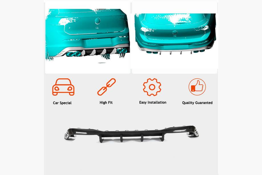 Volkswagen Golf 8 2019– Bagkofanger-diffuser (til R HB, tør carbonfiber) Foto 3