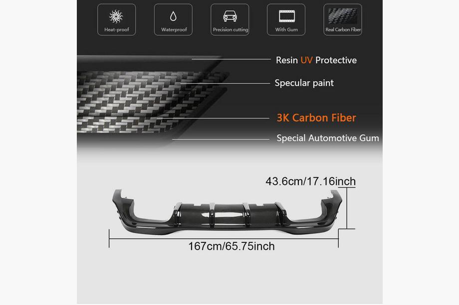 Volkswagen Golf 8 2019– Bagkofanger-diffuser (til R HB, tør carbonfiber) Foto 6