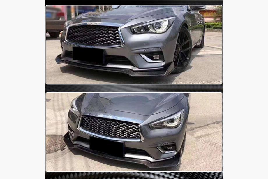 Infiniti Q50/Q60 2013–2024 Frontlæbe til kofanger Lip V1 (til Q50 Base 2018-2023, kulfiber) Foto 4