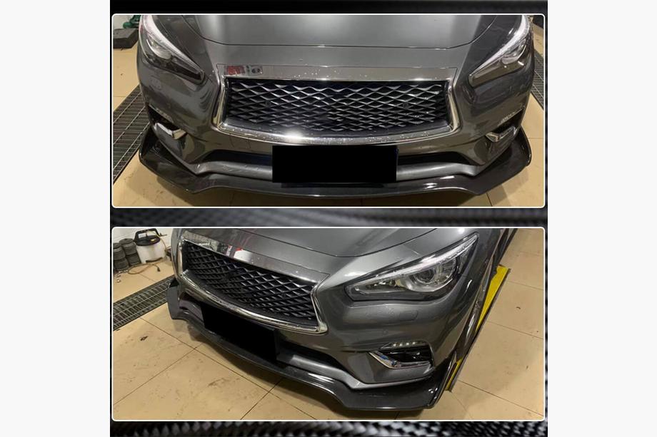 Infiniti Q50/Q60 2013–2024 Frontlæbe til kofanger Lip V1 (til Q50 Base 2018-2023, kulfiber) Foto 5