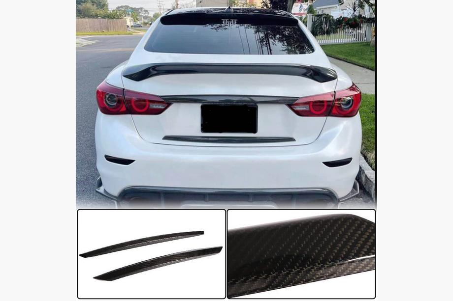 Infiniti Q50/Q60 2013–2024 Kulfiber bagklapslister (til Q50 Base/Sport 2014-2017, Carbon) Image
