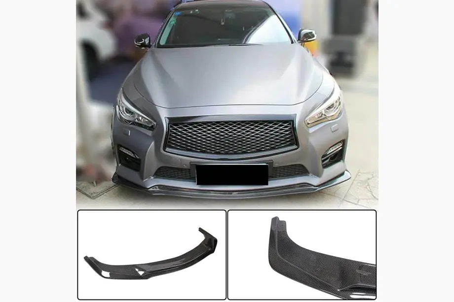 Infiniti Q50/Q60 2013–2024 Frontlæbe til kofanger Lip V1 (til Q50 Sport 2014-2017, kulfiber) Image
