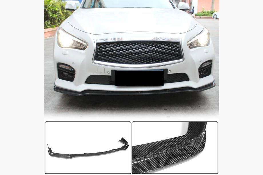 Infiniti Q50/Q60 2013–2024 Kulfiber frontlæbe til forreste kofanger Lip V2 (til Q50 Sport 2014-2017, Carbon) Foto 1