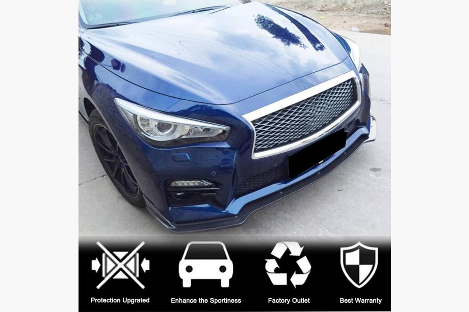 Infiniti Q50/Q60 2013–2024 Kulfiber frontlæbe til forreste kofanger Lip V2 (til Q50 Sport 2014-2017, Carbon) Foto 2