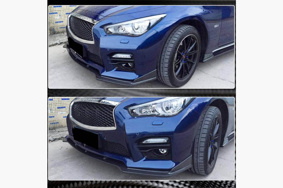 Infiniti Q50/Q60 2013–2024 Kulfiber frontlæbe til forreste kofanger Lip V2 (til Q50 Sport 2014-2017, Carbon) Foto 3