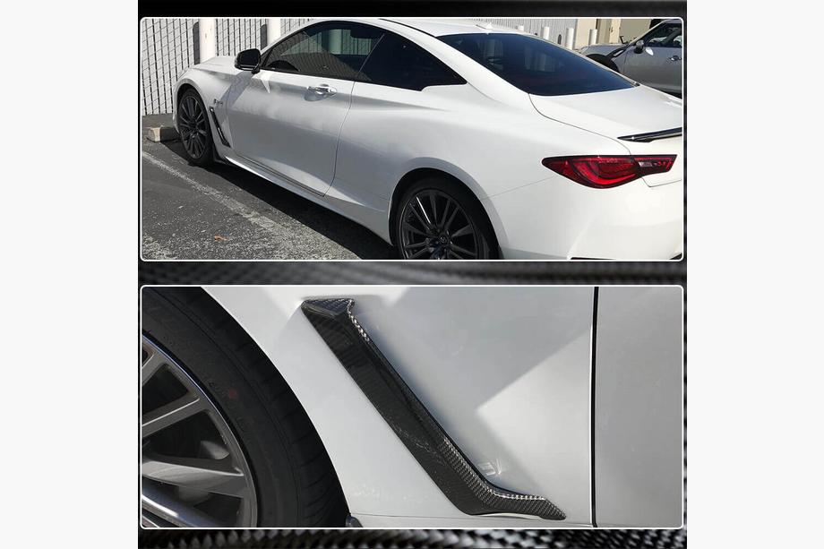 Infiniti Q50/Q60 2013–2024 Kulfiber skærmkapper til forskærme (til Q60 2016-2022, carbon) Foto 4