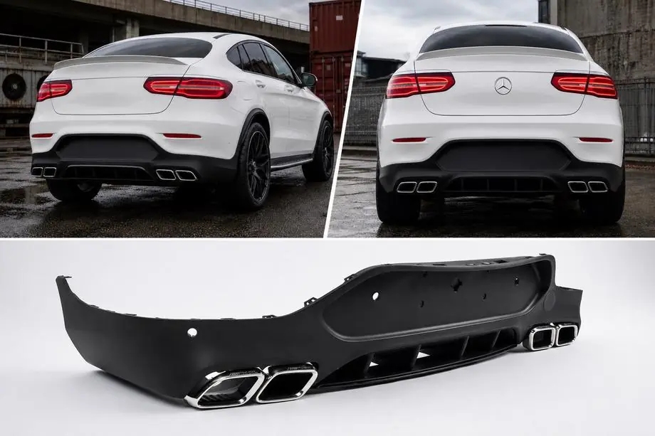 Mercedes GLC Coupé C253 2016–2023 Bagdiffusor med udstødningsenderør Silver (AMG63-design) Image