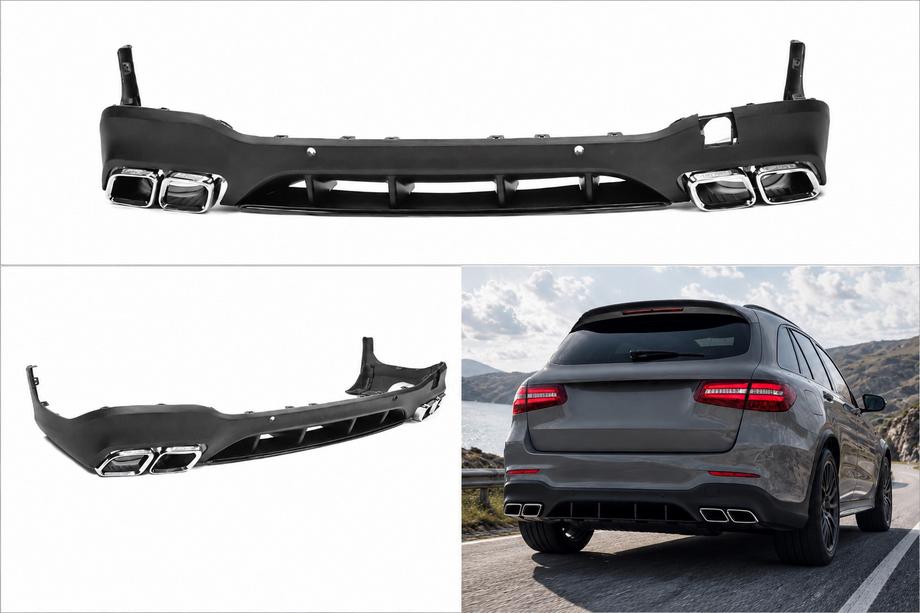 Mercedes GLC X253 2015–2022 Bageste diffuser med udstødningsenderør Silver (AMG63 Design) Image