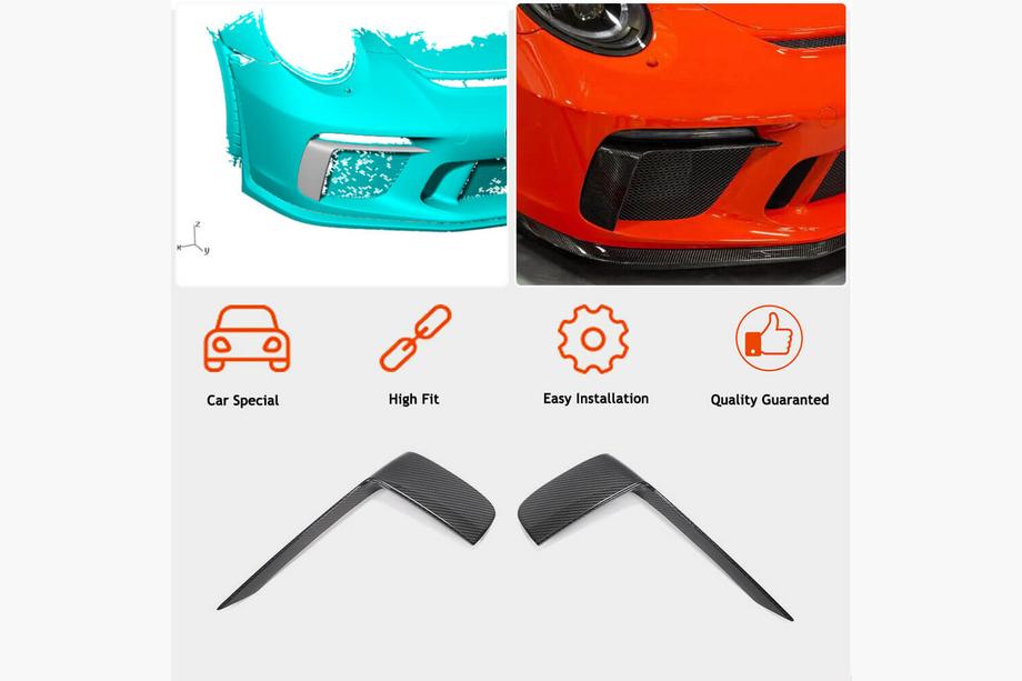 Porsche 911 (991) 2011–2019 Frontkofanger-indsatser V2 (til GT3 (RS) 2017-2019, kulfiber) Foto 2