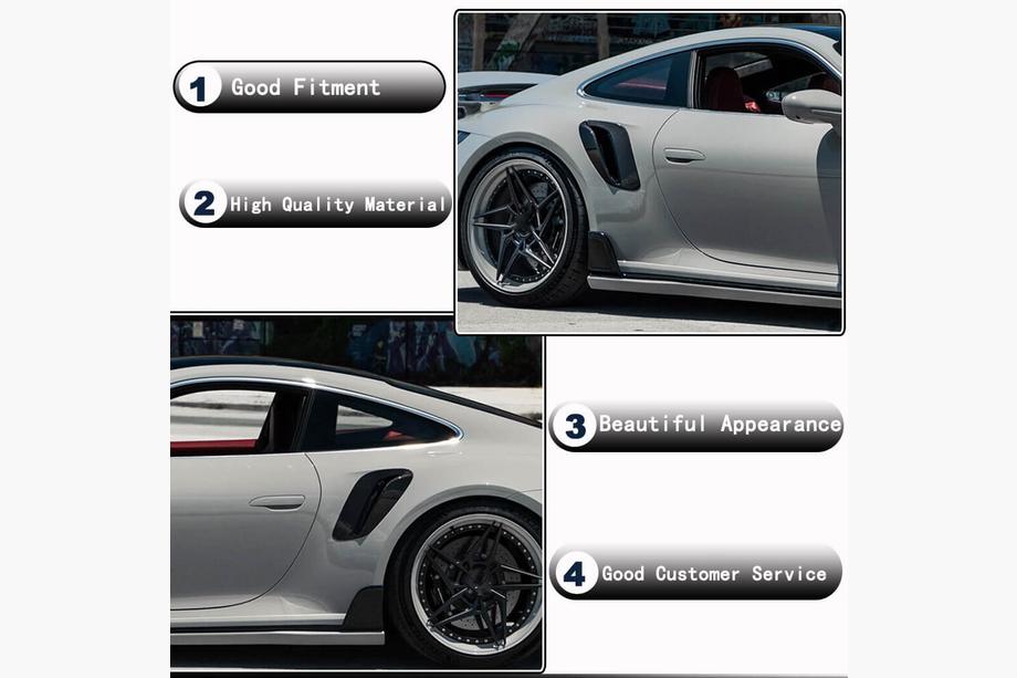 Porsche 911 (992) 2018– Beklædninger til bageste skærme (til Carrera/Targa, carbon) Foto 3