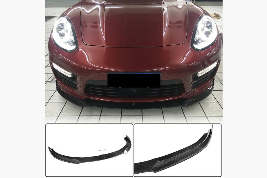 Porsche Panamera 2009–2016 Kulfiber frontkofangerlæbe Lip V1 (til Turbo/Turbo S/GTS) Image