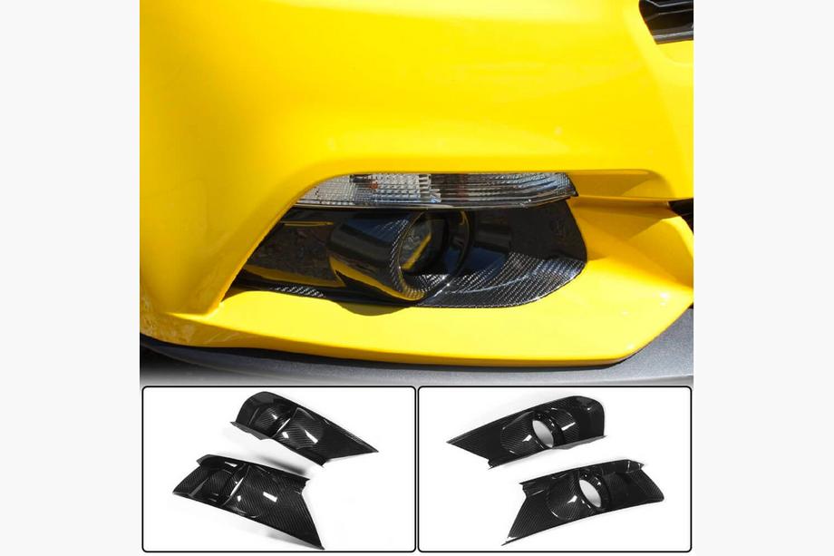 Ford Mustang 2015–2023 Tågelygte covers V2 (2015-2017, Carbon) Image