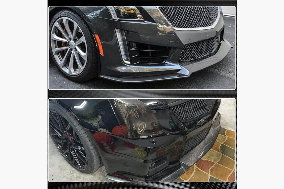 Cadillac CTS 2013–2019 Frontlæbe til forkofanger Lip V2 (til CTS V Sedan 2016-2019, kulfiber) Foto 4