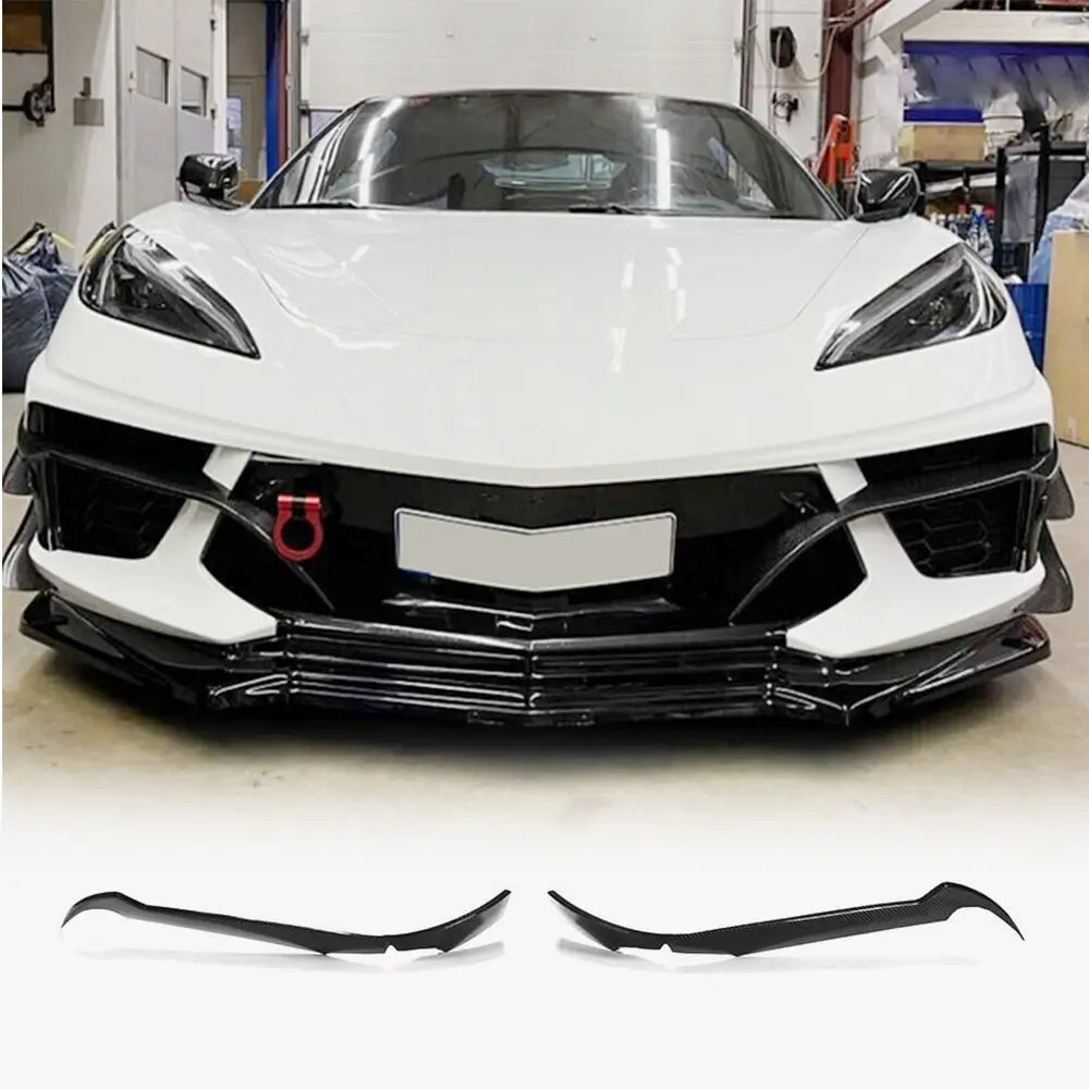 Kulfibersplittere til forreste kofanger (2019-2022, Carbon) Chevrolet Corvette C8 2019– foto 1