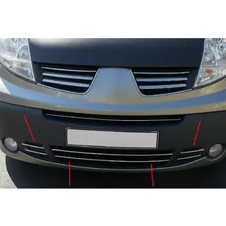 Kromlister til nedre kølergrill (6 stk., rustfrit stål) Nissan Primastar 2002–2014