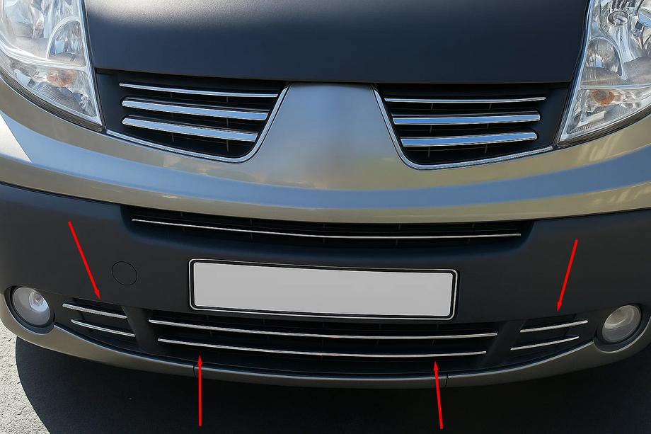 Nissan Primastar 2002–2014 Kromlister til nedre kølergrill (6 stk., rustfrit stål) Image