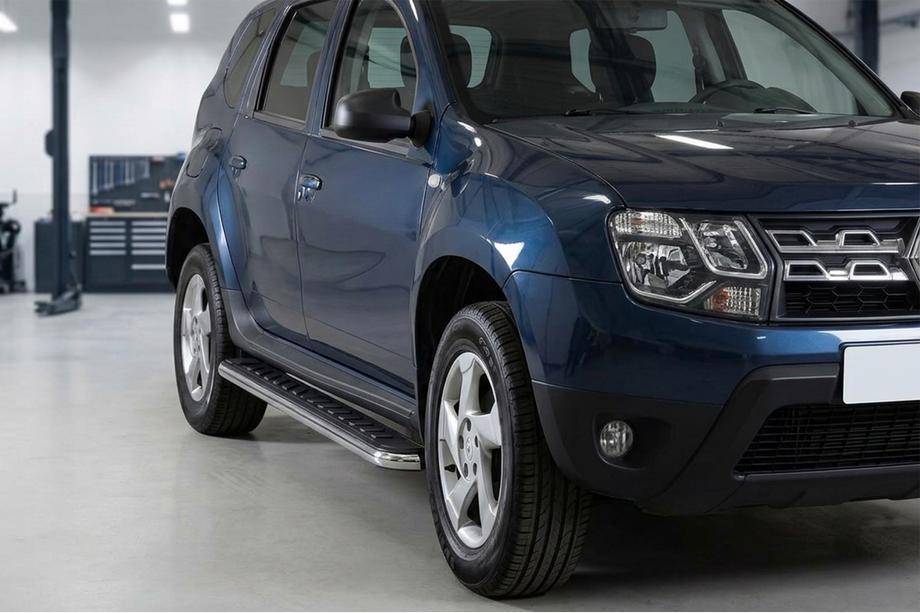 Renault Duster 2008–2017 Maydos V1 sidetrin (2 stk., aluminium ↗ rustfrit stål) Image