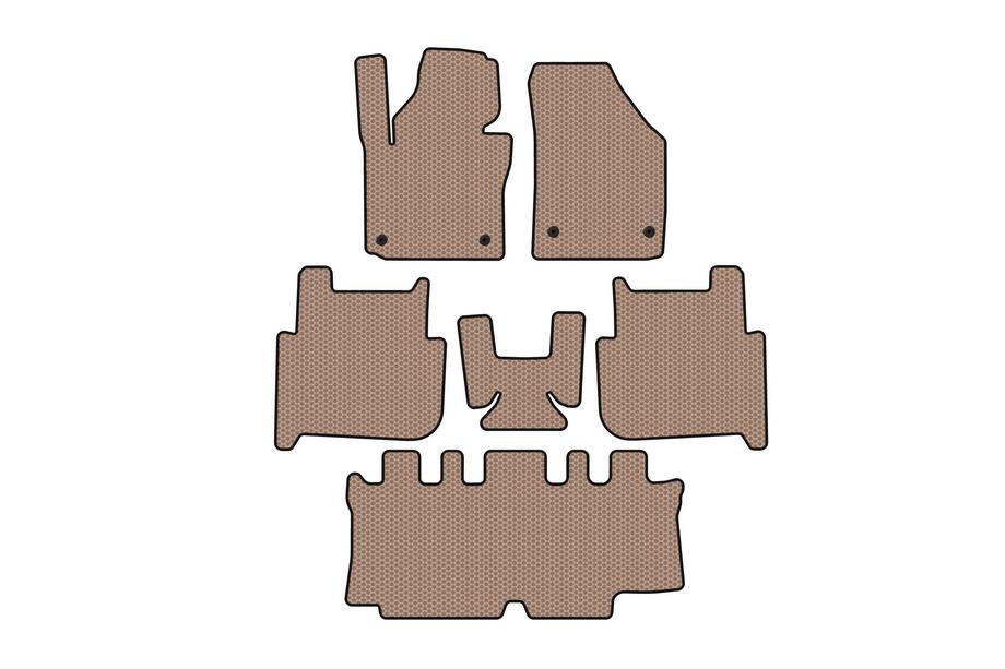 Volkswagen Touran 2003–2010 Carsuit gummimåtter til kabine (3 rækker, 2006-2010, 7-personers, beige) Foto 1