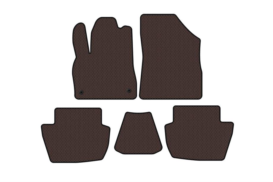 Citroen DS-5 2011–2015 Gummimåtter Carsuit (HB, Hybrid/automatgear, brun) Image