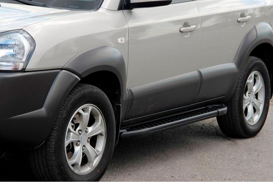 Hyundai Tucson JM 2004– Sidetrin Allmond Black (2 stk., aluminium) Foto 1