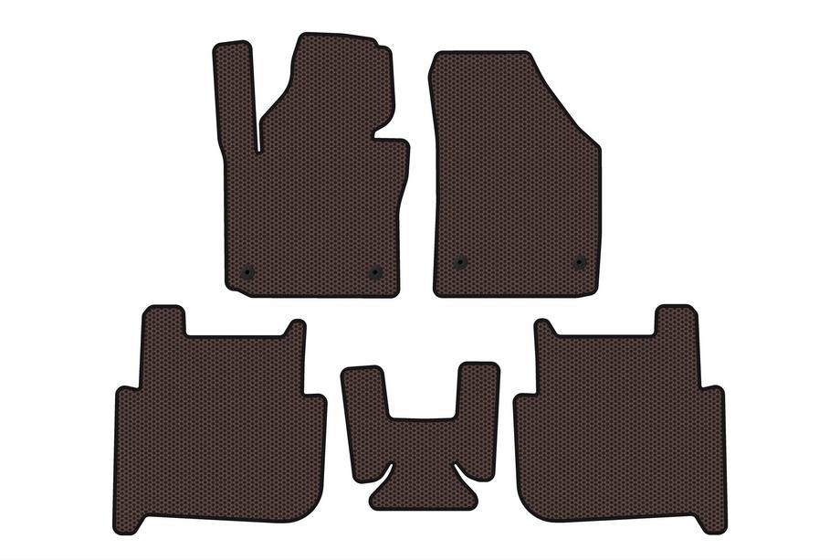 Volkswagen Touran 2003–2010 Gummimåtter Carsuit (2 rækker, 2006-2010, 7-personers, brun) Foto 1