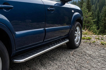 Hyundai Tucson JM 2004– Maydos V1 sidetrin (2 stk., aluminium ↗ rustfrit stål) foto 1