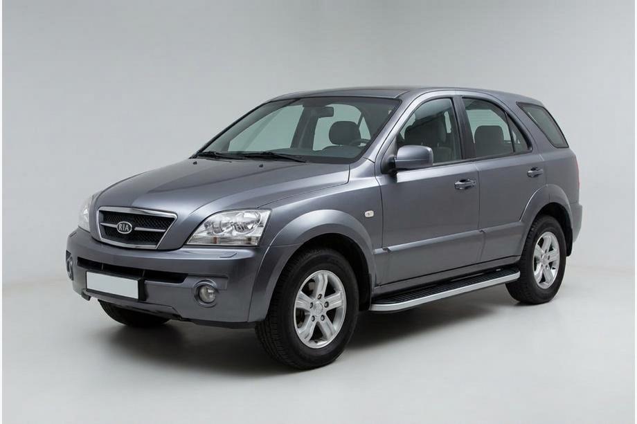 Kia Sorento I BL 2002–2009 Sidetrin Tayga Grey (2 stk., aluminium) Image