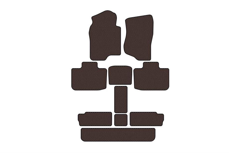 Cadillac Escalade 2007–2014 Carsuit gummimåtter til kabinen (3 rækker, brun) Image