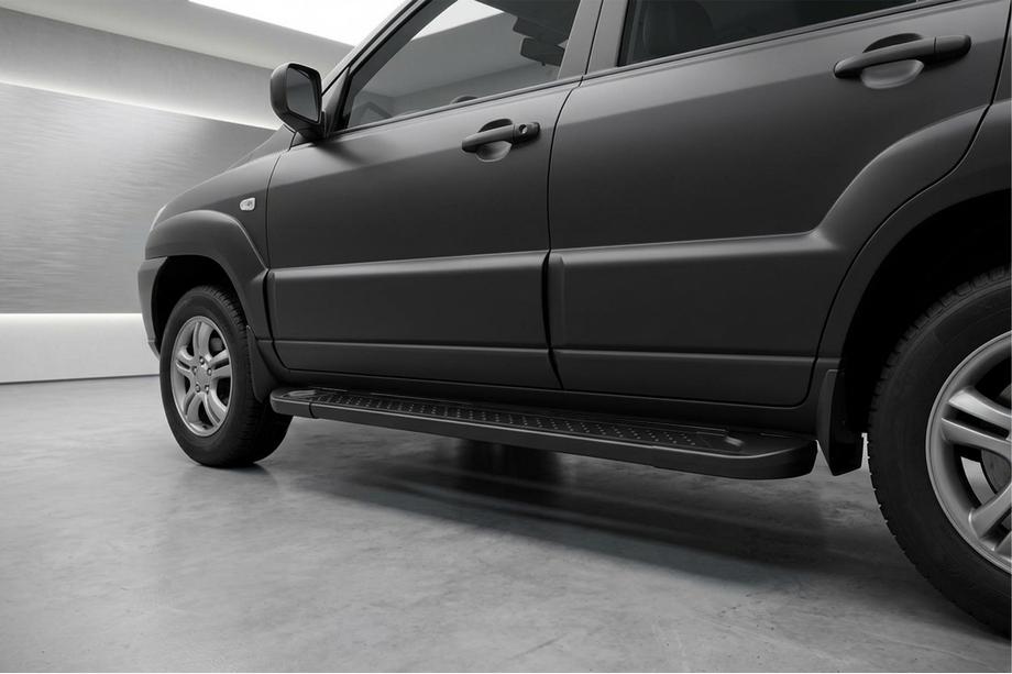 Kia Sportage 2004–2010 Allmond Black sidetrin (2 stk., aluminium) Image